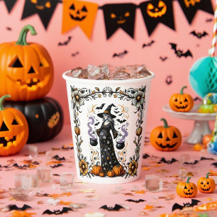 Halloween Twins Baby Shower  Pregnant Witch Paper Cups