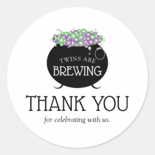 Halloween Twins Baby Shower Witch Brew Thank You Classic Round Sticker