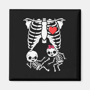 Halloween Twins Pregnancy Announcement Funny Skele Magnet