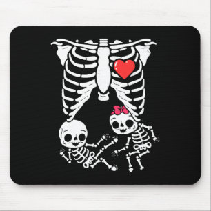 Halloween Twins Pregnancy Announcement Funny Skele Mouse Mat