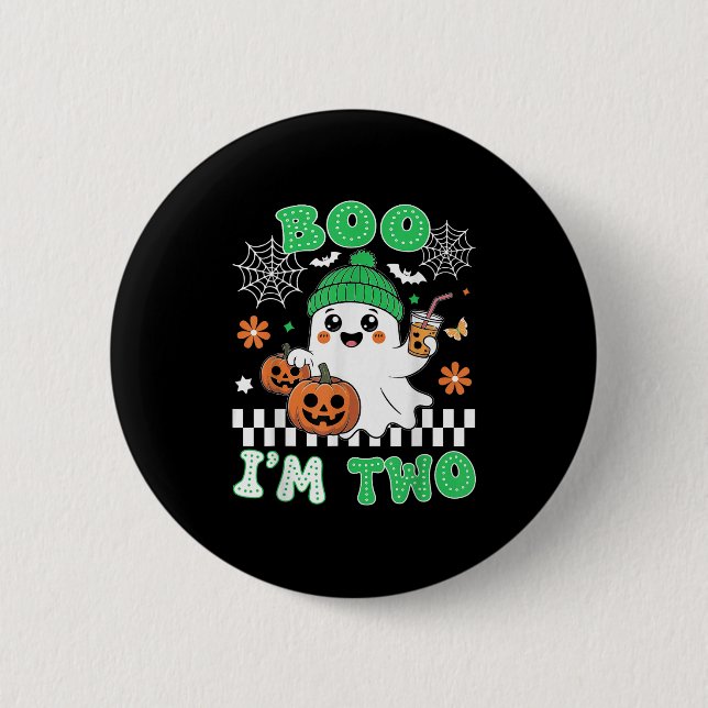 Halloween Two Birthday Boo Im Two Groovy Birthday  6 Cm Round Badge (Front)