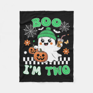 Halloween Two Birthday Boo Im Two Groovy Birthday  Fleece Blanket