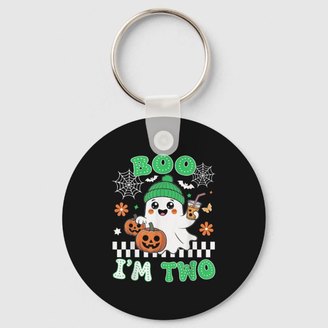 Halloween Two Birthday Boo Im Two Groovy Birthday  Key Ring (Front)