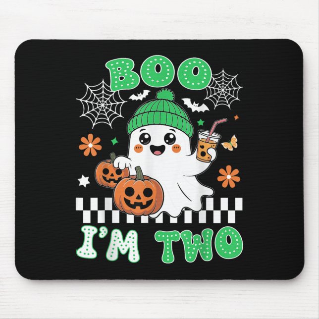 Halloween Two Birthday Boo Im Two Groovy Birthday  Mouse Mat (Front)