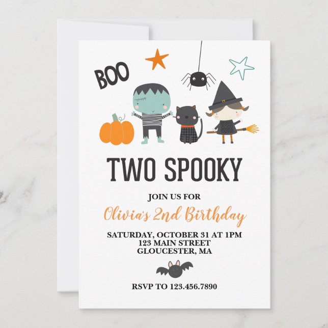 Halloween Two Spooky Kids Birthday  Invitation (Front)