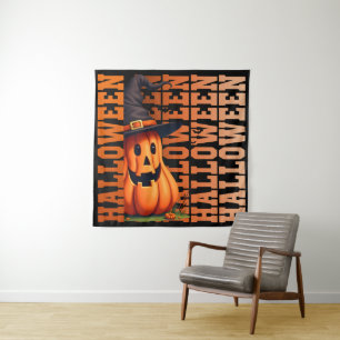 Halloween typography cool funny pumpkin gift ideas tapestry