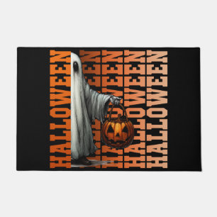 Halloween typography cool ghost pumpkin gift ideas doormat