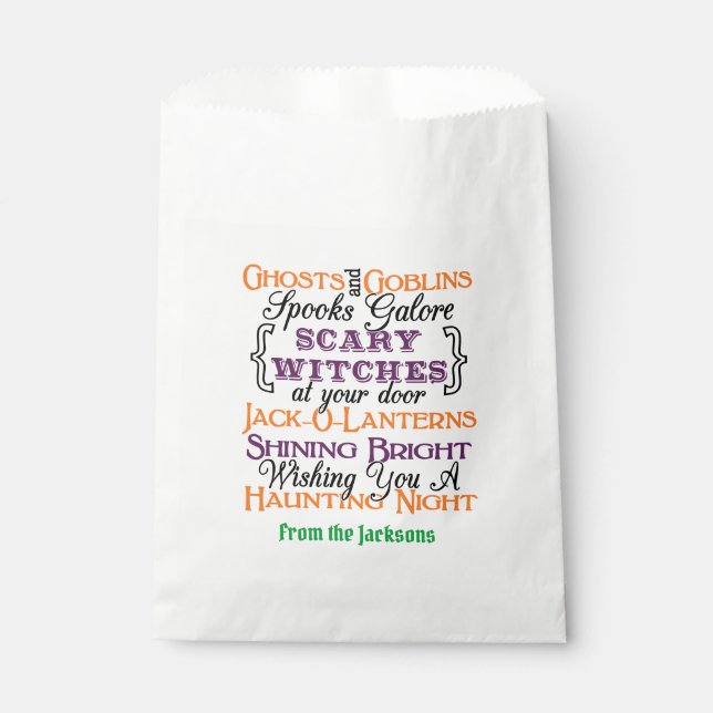 Halloween Typography Goodie Bag- Halloween Saying Favour Bags (Front)