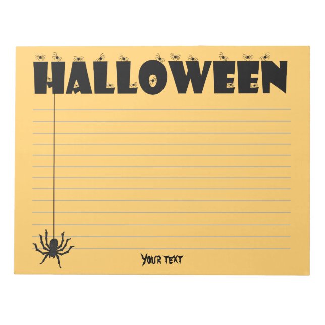 Halloween Typography Spiders Orange/Black Notepad (Front)