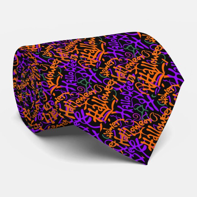 Halloween Typography Tie (Rolled)