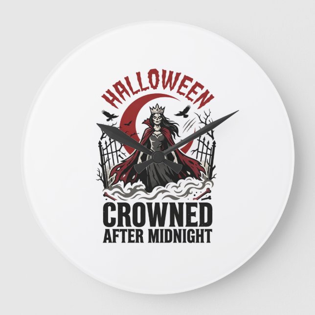 Halloween Undead Queen Midnight Rising Large Clock (Front)