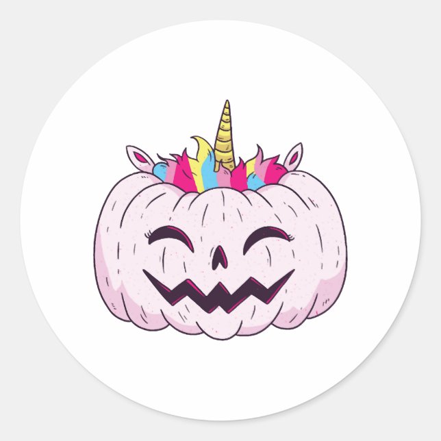 Halloween unicorn      classic round sticker (Front)