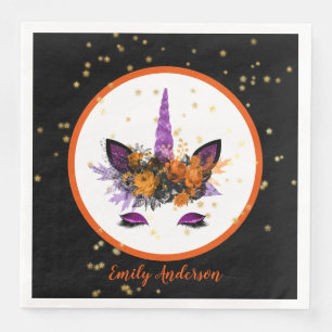 Halloween Unicorn Face Girls Birthday Party Purple Napkin