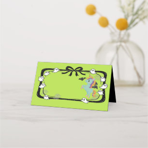 Halloween Unicorn Greeting Bat Green Place Card