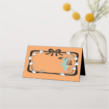 Halloween Unicorn Greeting Bat Orange Place Card
