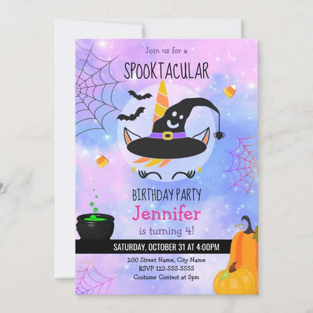 Halloween Unicorn Invitation (Front)