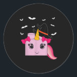 Halloween Unicorn Master Builder Blocks Building K Classic Round Sticker<br><div class="desc">Halloween Unicorn Master Builder Blocks Building Kids Girl _1</div>