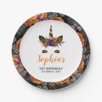 Halloween Unicorn Orange Black Birthday Party