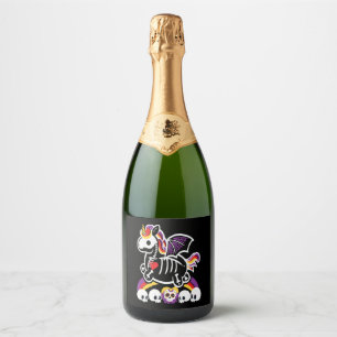 Halloween unicorn sparkling wine label