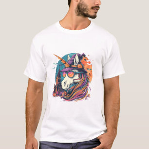 Halloween Unicorn Witch Bats T-Shirt