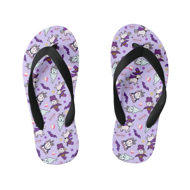 Halloween Unicorns Kid's Flip Flops (Footbed)
