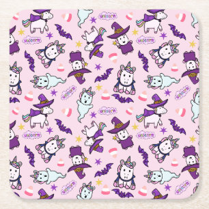 Halloween Unicorns Square Paper Coaster