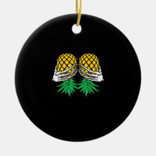 Halloween Upside Down Pineapple Swinger Skeleton Ceramic Tree Decoration