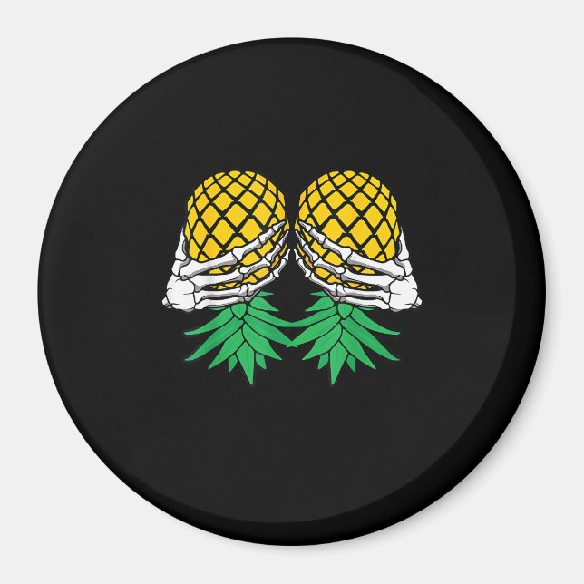Halloween Upside Down Pineapple Swinger Skeleton H Magnet (Front)