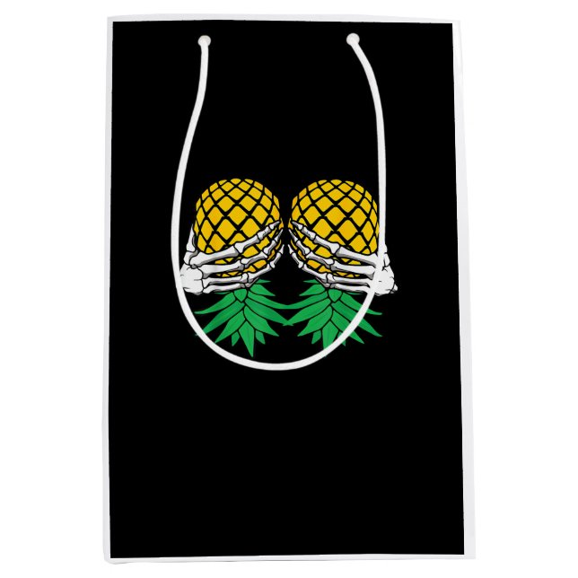 Halloween Upside Down Pineapple Swinger Skeleton H Medium Gift Bag (Front)