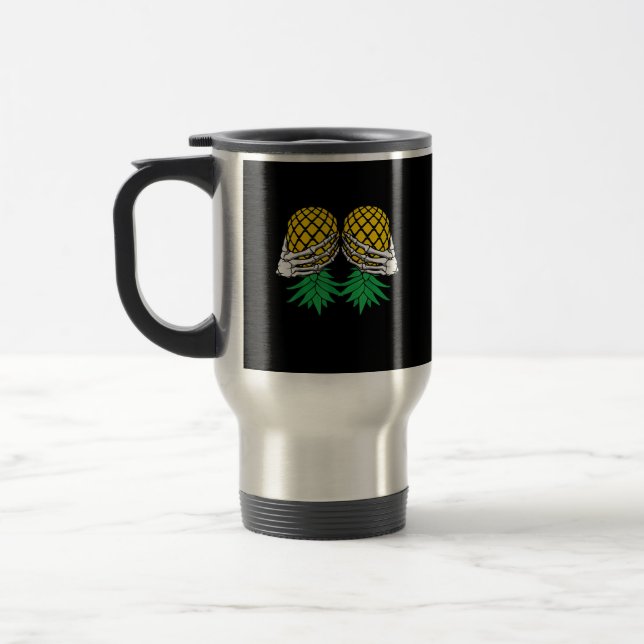 Halloween Upside Down Pineapple Swinger Skeleton H Travel Mug (Left)