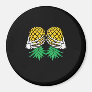 Halloween Upside Down Pineapple Swinger Skeleton Magnet