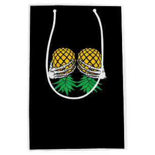 Halloween Upside Down Pineapple Swinger Skeleton Medium Gift Bag