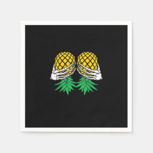 Halloween Upside Down Pineapple Swinger Skeleton Napkin