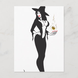 halloween vamp witch postcard
