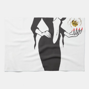 halloween vamp witch tea towel