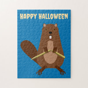 Halloween Vampire Beaver Custom Jigsaw Puzzle