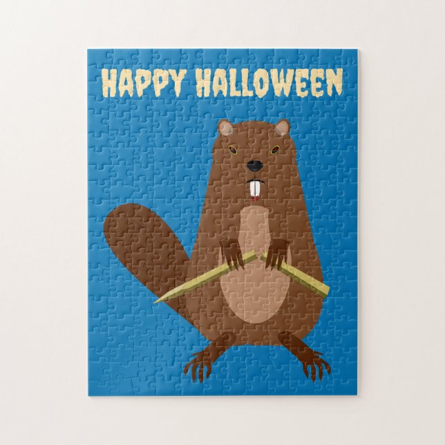 Halloween Vampire Beaver Custom Jigsaw Puzzle (Vertical)