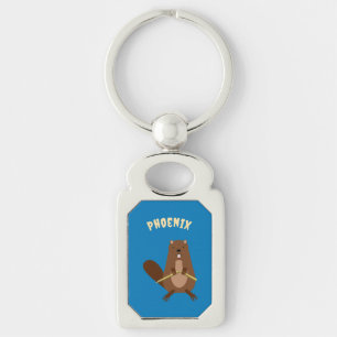 Halloween Vampire Beaver Custom Name Key Ring