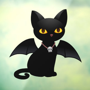 Halloween Vampire Black Cat with Wings Window Clin Cling