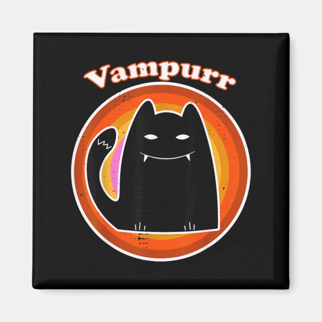Halloween Vampire Black Kitten Dracula Vampurr Cat Magnet (Front)