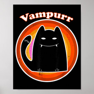 Halloween Vampire Black Kitten Dracula Vampurr Cat Poster