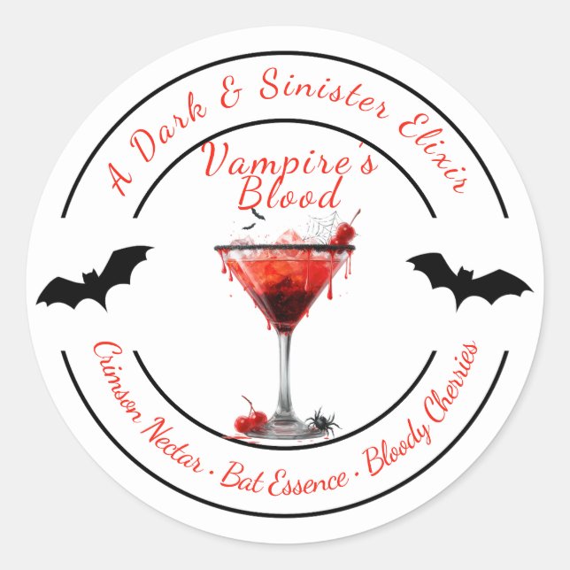 Halloween | Vampire Blood Cocktail | Spooky Drink  Classic Round Sticker (Front)