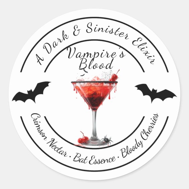 Halloween | Vampire Blood Cocktail | Spooky Drink  Classic Round Sticker (Front)