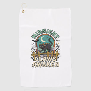 Halloween Vampire Cat Midnight Mischief Golf Towel