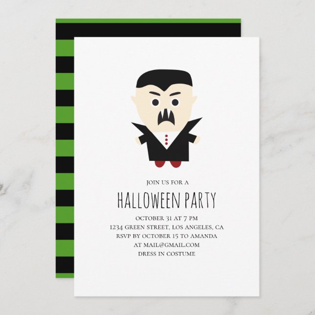 Halloween vampire costume party. Scary Dracula Invitation (Front/Back)