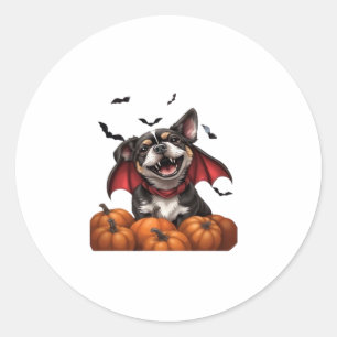 Halloween Vampire Dog with Pumpkins Classic T-Shir Classic Round Sticker