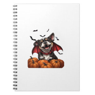 Halloween Vampire Dog with Pumpkins Classic T-Shir Notebook