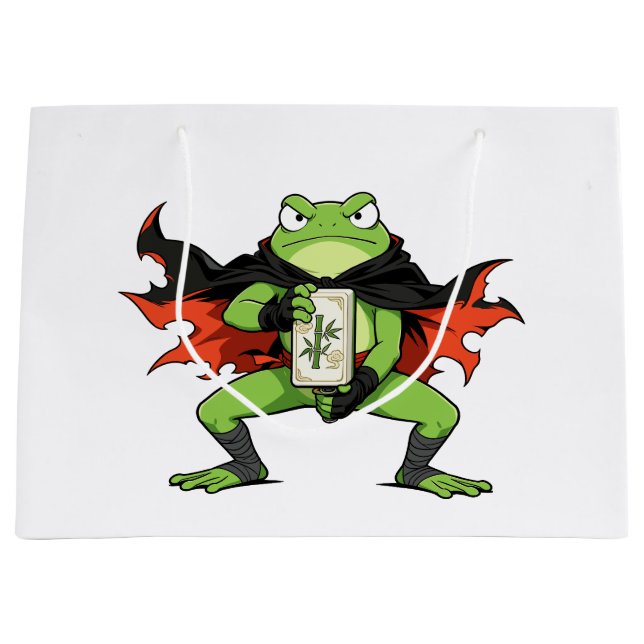 Halloween Vampire Frog Holding Fa Tile Mahjong  Large Gift Bag (Front)
