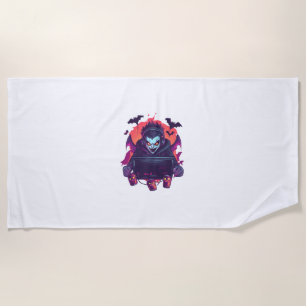 Halloween Vampire Gamer Beach Towel