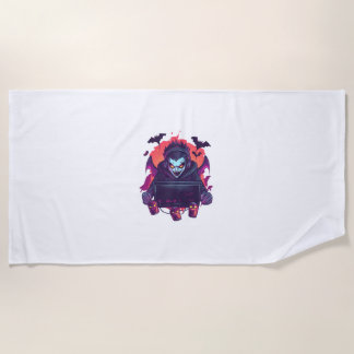 Halloween Vampire Gamer Beach Towel